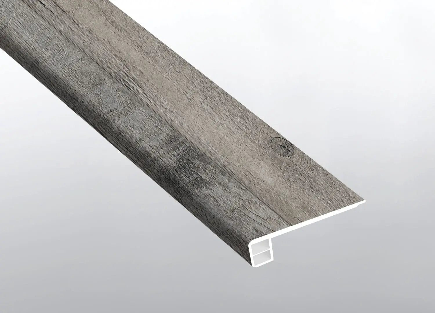 Cyrus Mezcla Semi Gloss Flush Stair Nose End Cap Wood Look Lvt Moldings 2.75x0.75 close up