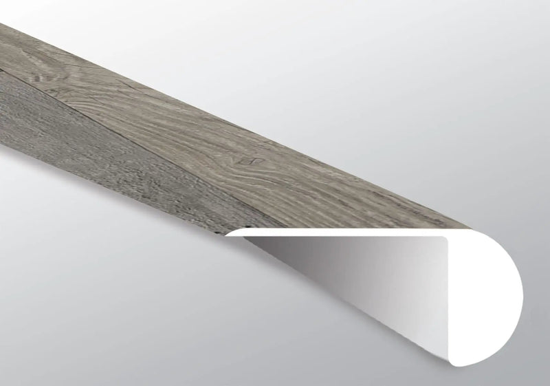 Glenridge Coastal Mix Semi Gloss Overlap Stair Nose Wood Look Lvt Moldings 2.23x1.03 close up