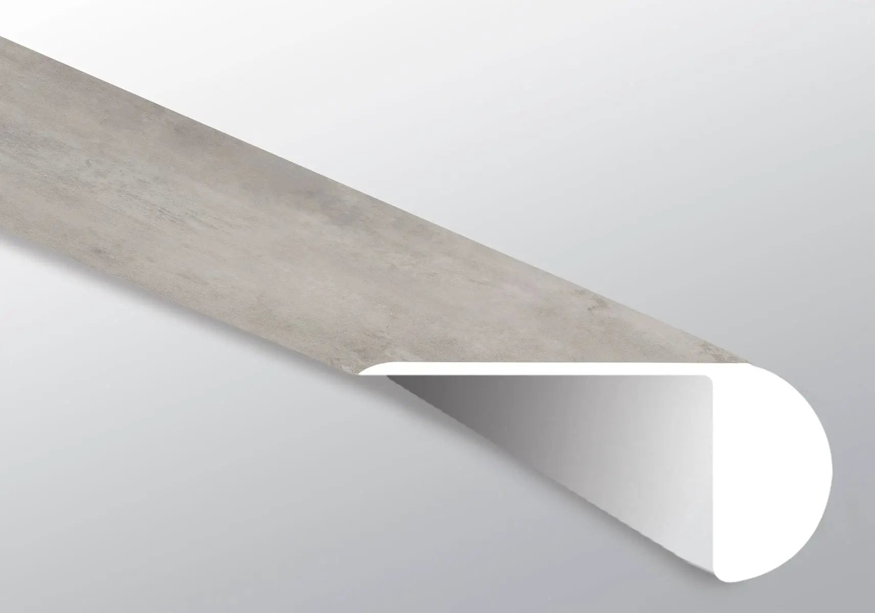 Trecento Mountains Gray Semi Gloss Overlap Stair Nose Lvt Moldings 2.23x1.03 close up