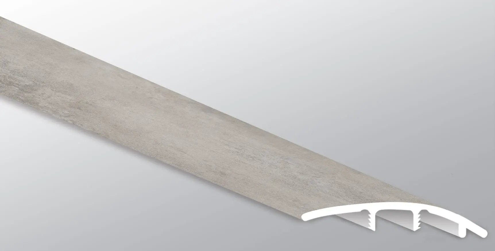Trecento Mountains Gray Semi Gloss Stair Riser Lvt Moldings 1.77x0.345 close up