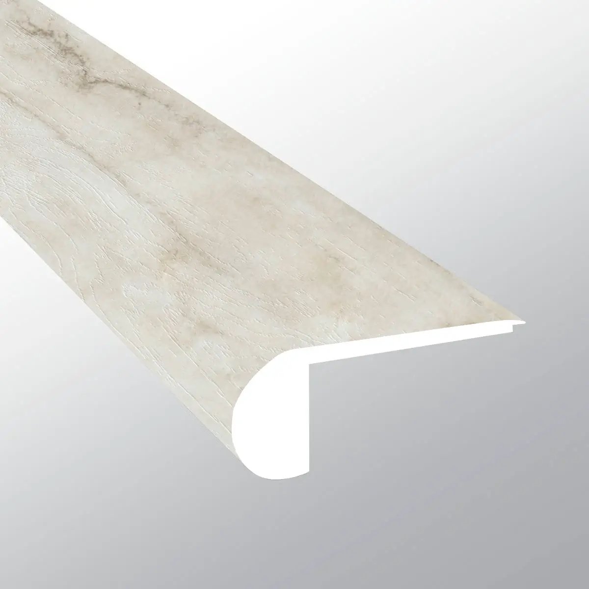 Trecento Quarzo Taj Semi Gloss Flush Stair Nose Marble Look Lvt Moldings 2.75x0.75 close up