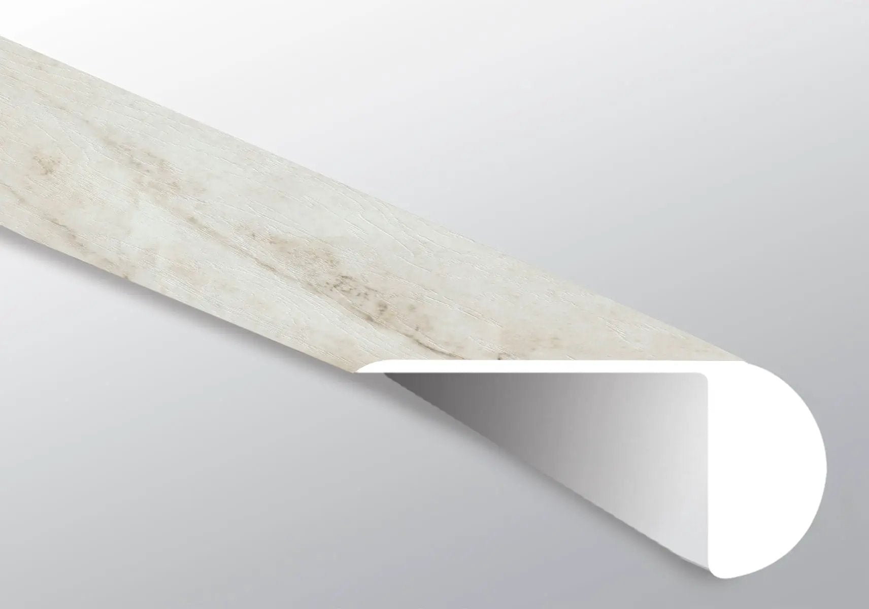 Trecento Quarzo Taj Semi Gloss Overlap Stair Nose Marble Look Lvt Moldings 2.23x1.03 close up