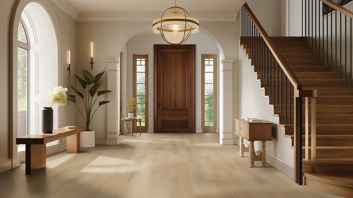 Xl Studio Quillian Semi Gloss Wood Look Lvt Moldings 1.5x0.25 in a finished room