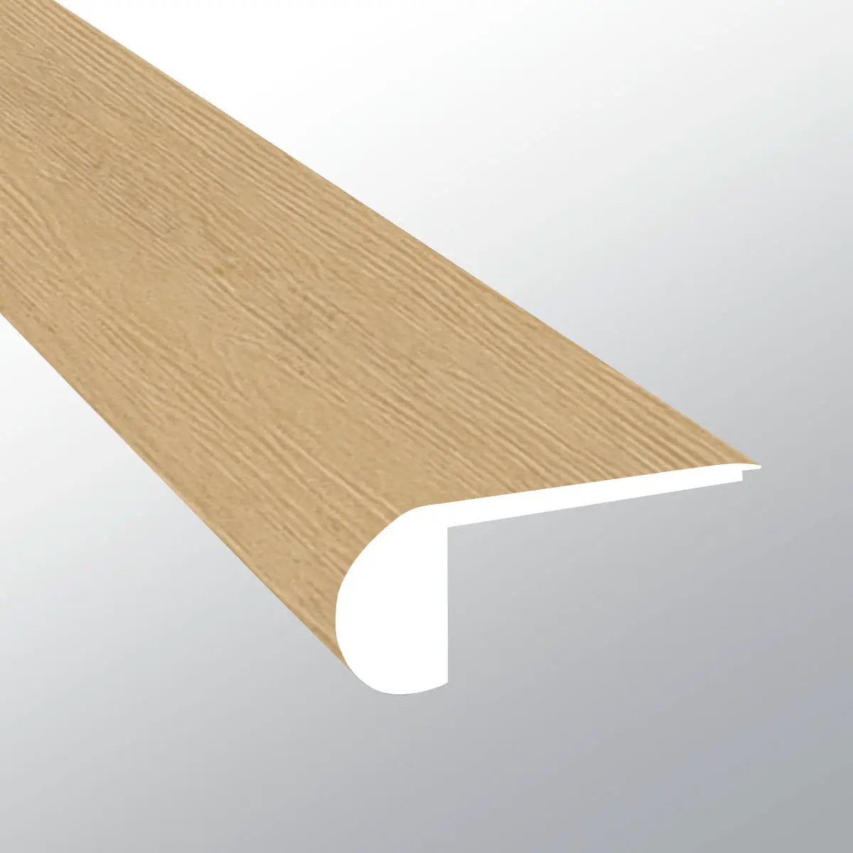 Xl Studio Roswell Semi Gloss Flush Stair Nose Wood Look Lvt Moldings 2.75x0.75 close up
