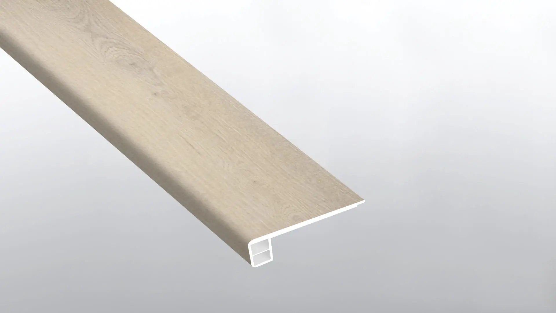 Cyrus Runmill Isle Semi Gloss Flush Stair Nose End Cap Wood Look Lvt Moldings 2.75x0.75 close up