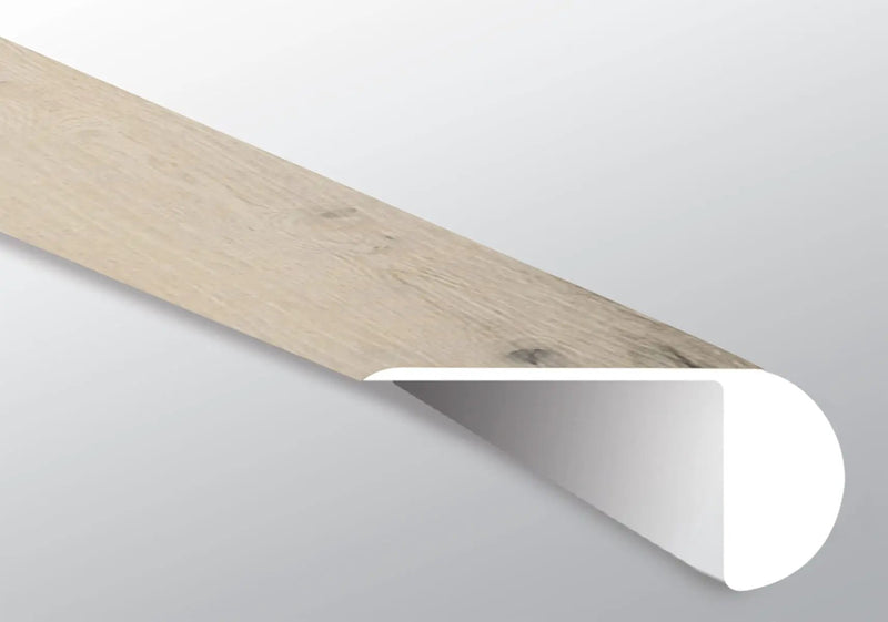 Cyrus Runmill Isle Semi Gloss Overlap Stair Nose Wood Look Lvt Moldings 2.23x1.03 close up
