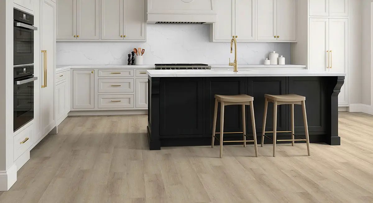 Laurel Saddle Wood Semi Gloss End Cap Look Lvt Moldings 1.5x0.25 in a finished room