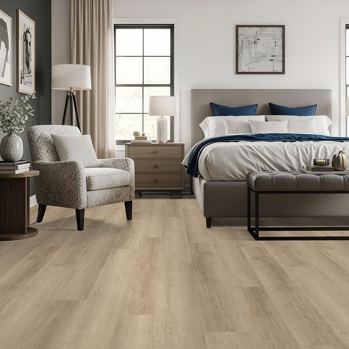 Laurel Saddle Wood Semi Gloss Overlap Stair Nose Look Lvt Moldings 2.23x1.03 in a finished room