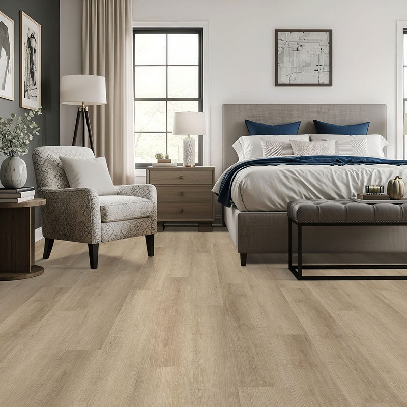 Laurel Saddle Wood Semi Gloss Overlap Stair Nose Look Lvt Moldings 2.23x1.03 in a finished room