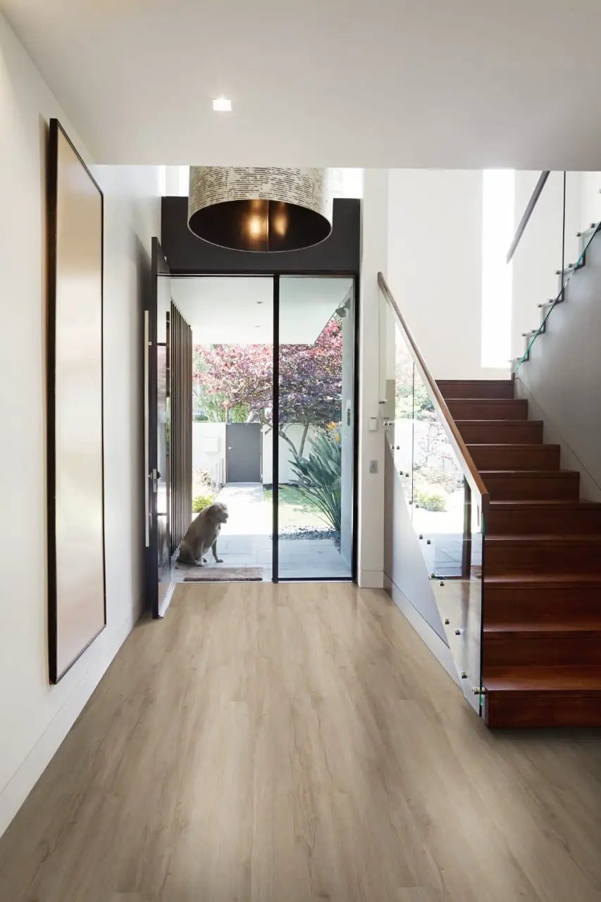 Cyrus Sandino Semi Gloss Flush Stair Nose End Cap Wood Look Lvt Moldings 2.75x0.75 in a finished room