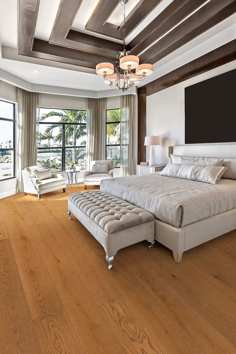 Mccarran Scarborough Buff Brushed T Molding Wood Look Moldings 2x0.25 in a finished room