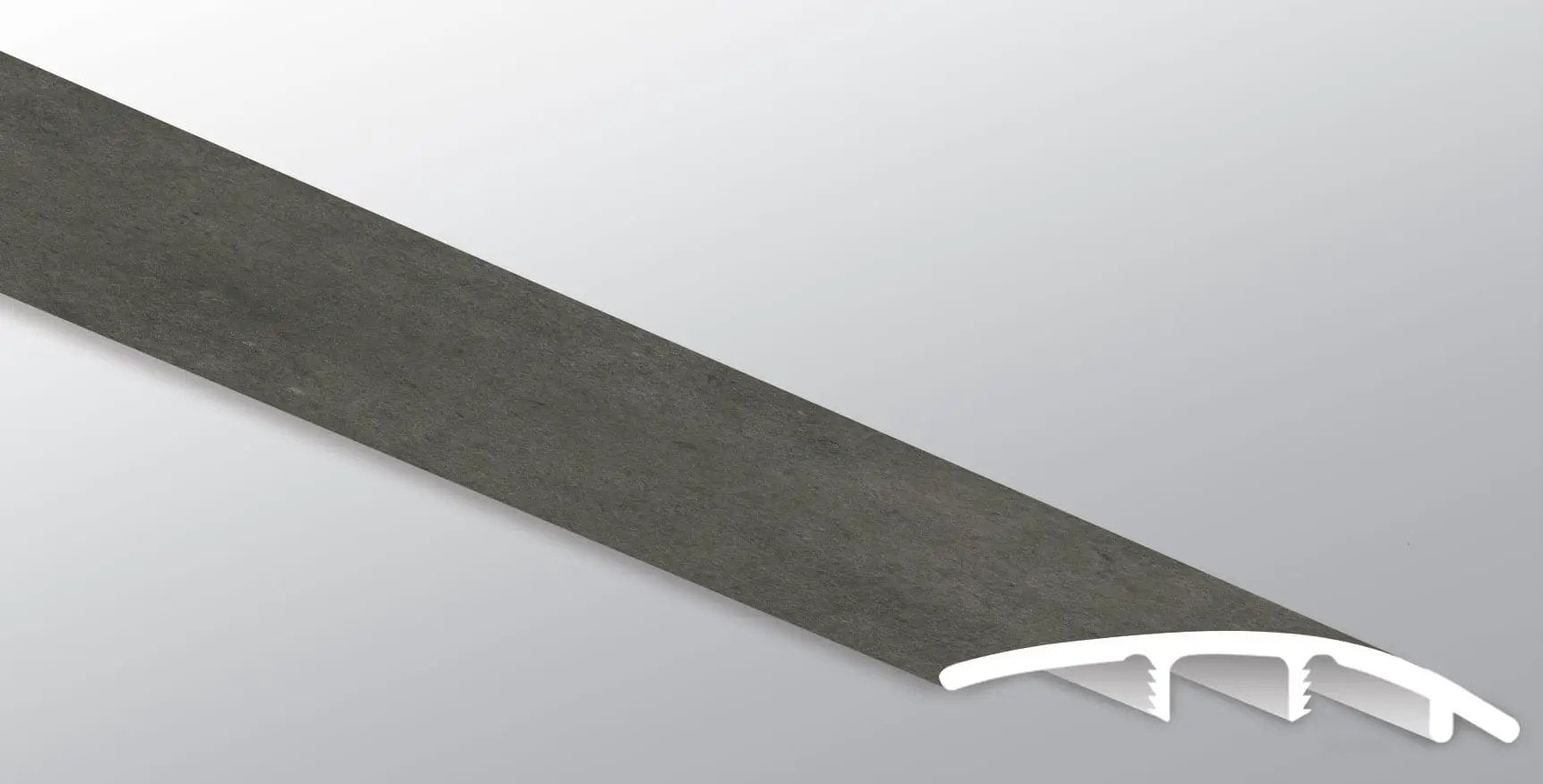 Trecento Stormbound Semi Gloss Stair Riser Stone Look Lvt Moldings 1.77x0.345 close up