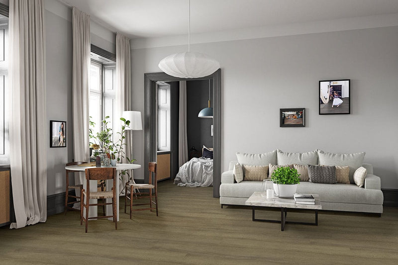 Ashton 2.0 Sunnyset Semi Gloss Wood Look Lvt Moldings 12x1.25 in a finished room