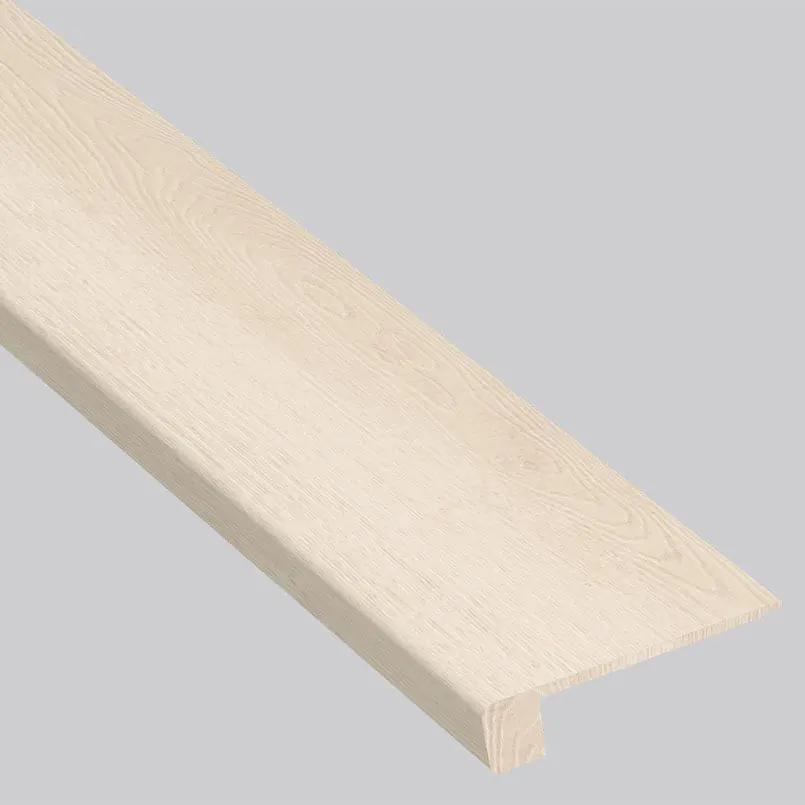 Shorecliffs Sunny Shake Semi Gloss Flush Stair Nose End Cap Wood Look Rigid Core Moldings 4.53x0.94 close up
