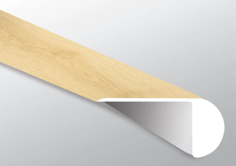 Laurel Tranquilla Semi Gloss Overlap Stair Nose Wood Look Lvt Moldings 2.23x1.03 close up