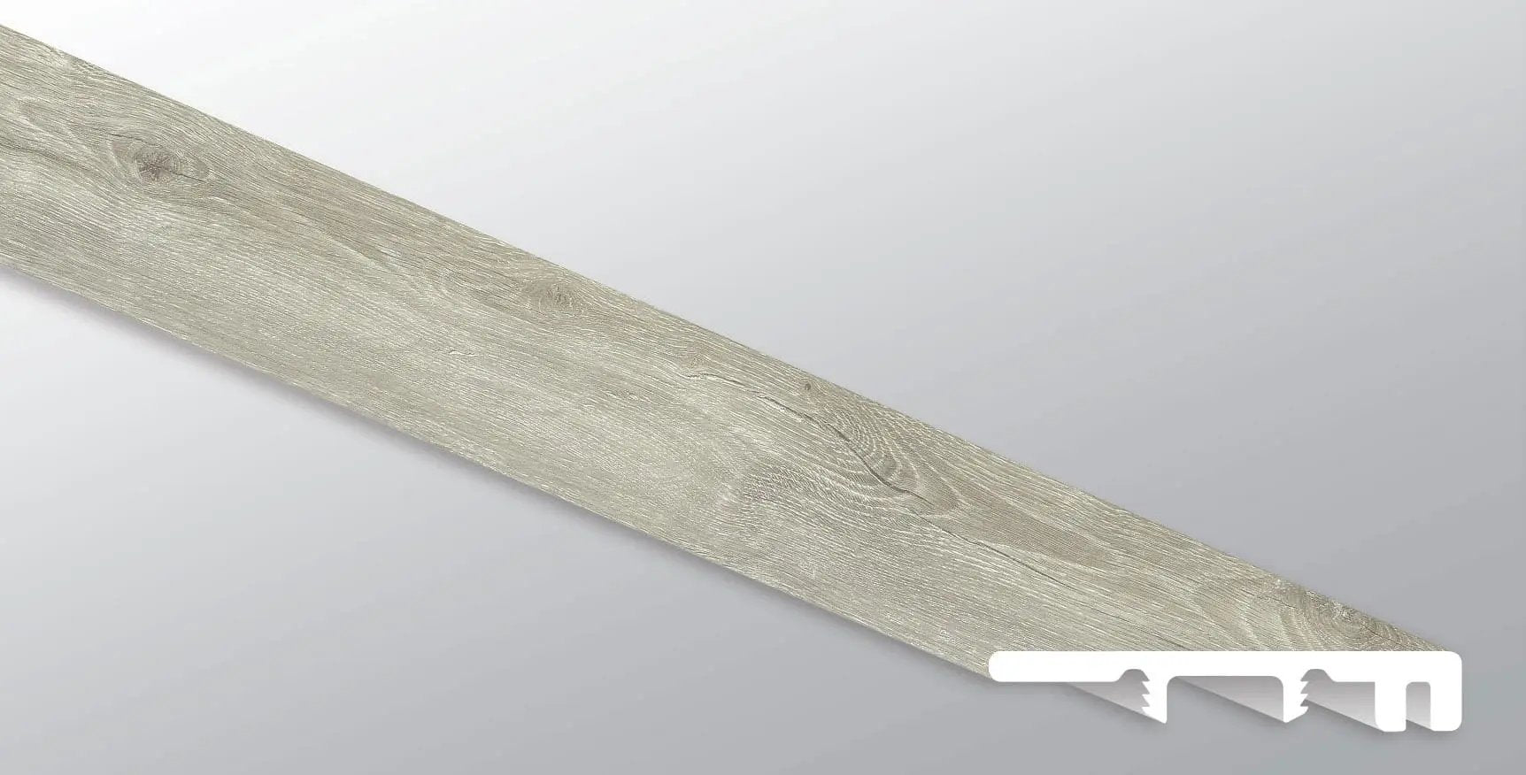 Glenridge Twilight Oak Semi Gloss End Cap Wood Look Lvt Moldings 1.5x0.25 close up