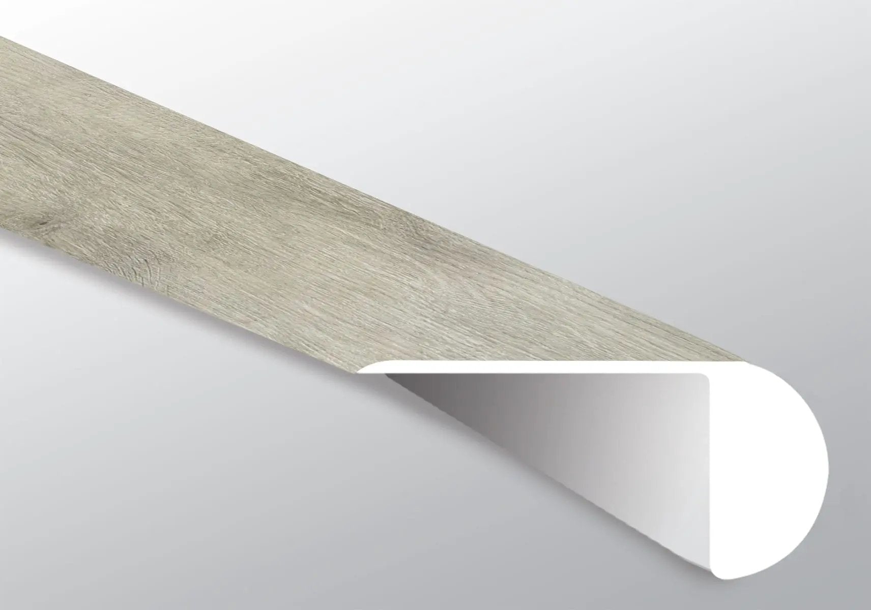Glenridge Twilight Oak Semi Gloss Overlap Stair Nose Wood Look Lvt Moldings 2.23x1.03 close up