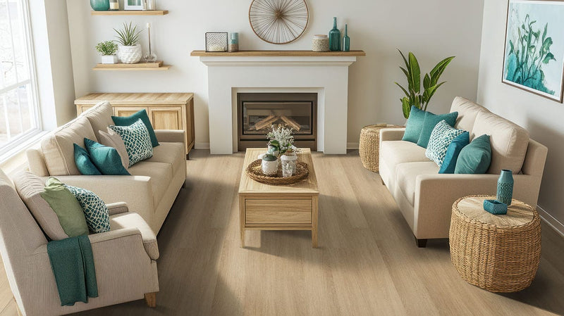 Acclima Waldorf Semi Gloss Stair Riser Wood Look Lvt Moldings 1.59x0.18 in a finished room