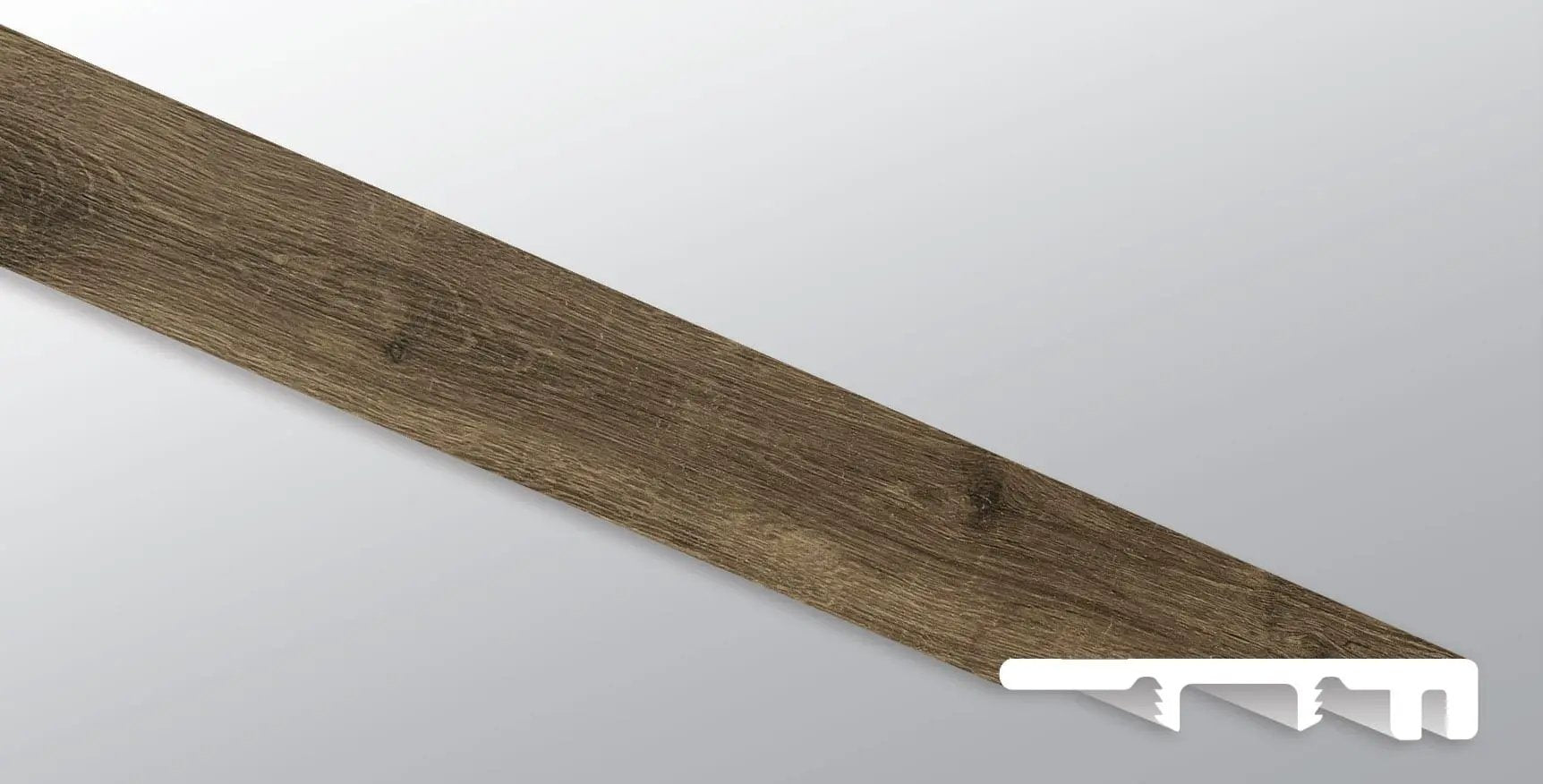 Cyrus Walnut Waves Semi Gloss End Cap Wood Look Lvt Moldings 1.5x0.25 close up