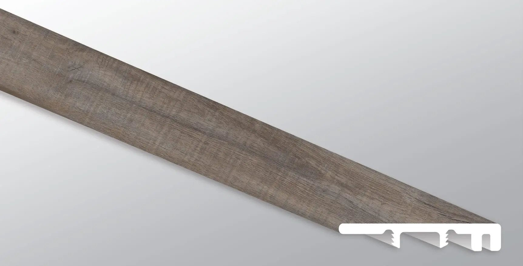 Cyrus Weathered Brina Semi Gloss End Cap Wood Look Lvt Moldings 1.5x0.25 close up