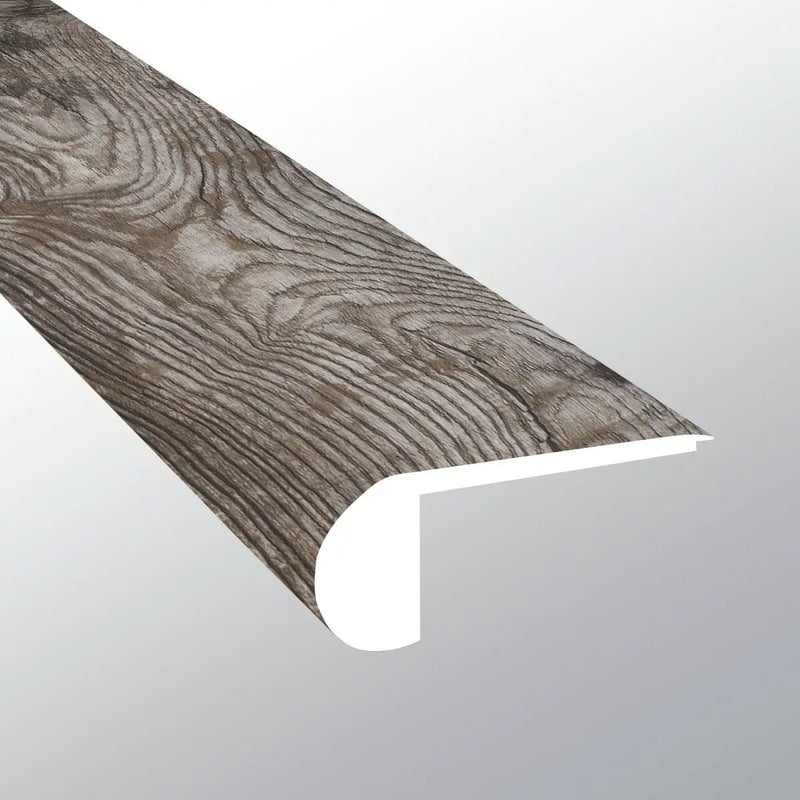 Cyrus Weathered Brina Semi Gloss Flush Stair Nose Wood Look Lvt Moldings 2.75x0.75 close up