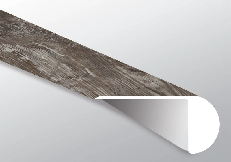 Cyrus Weathered Brina Semi Gloss Overlap Stair Nose Wood Look Lvt Moldings 2.23x1.03 close up