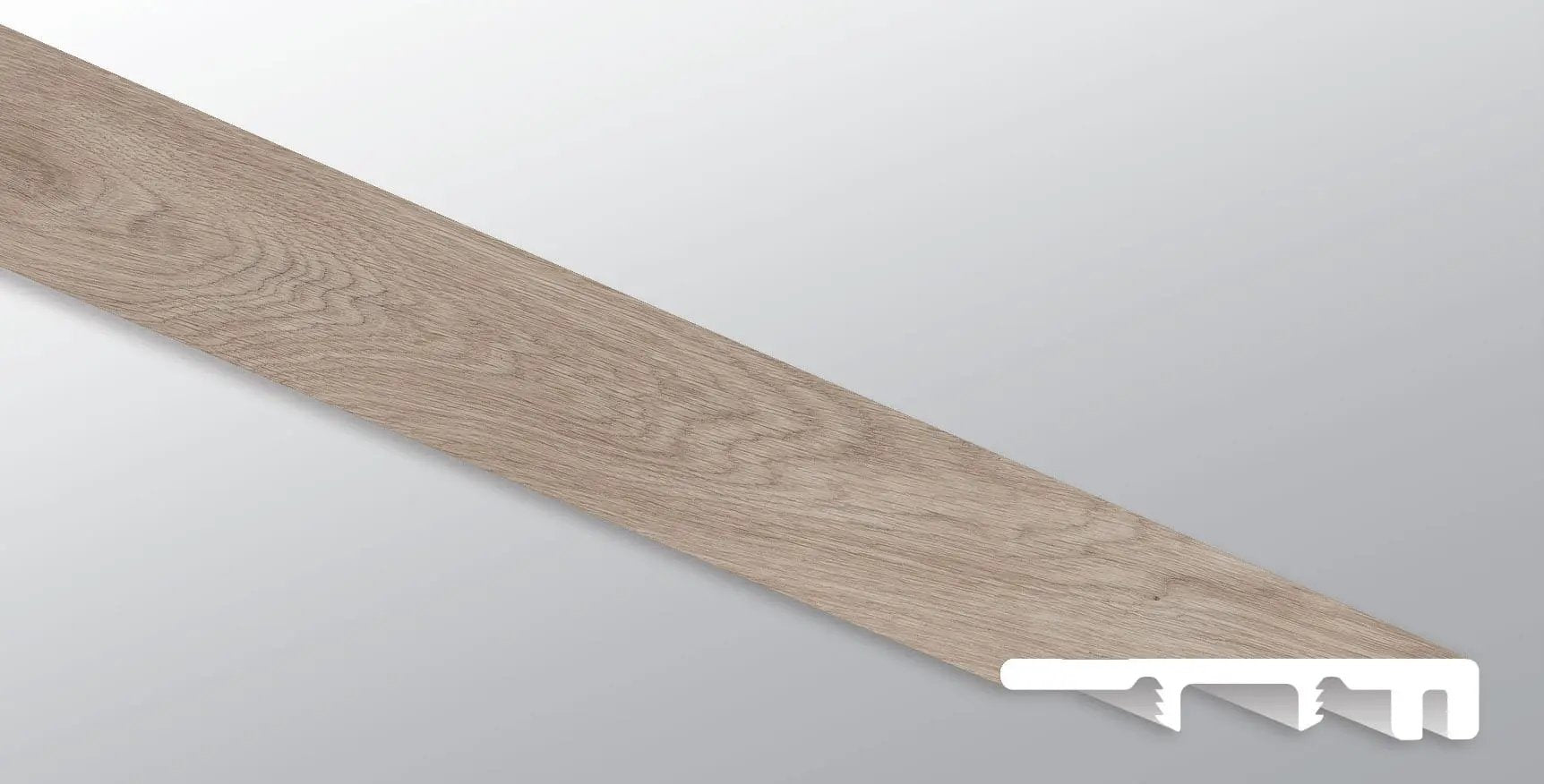 Cyrus Whitfield Gray Semi Gloss End Cap Wood Look Lvt Moldings 1.5x0.25 close up