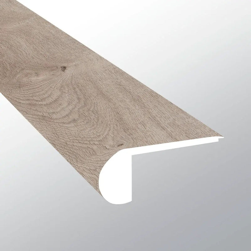 Cyrus Whitfield Gray Semi Gloss Flush Stair Nose Wood Look Lvt Moldings 2.75x0.75 close up