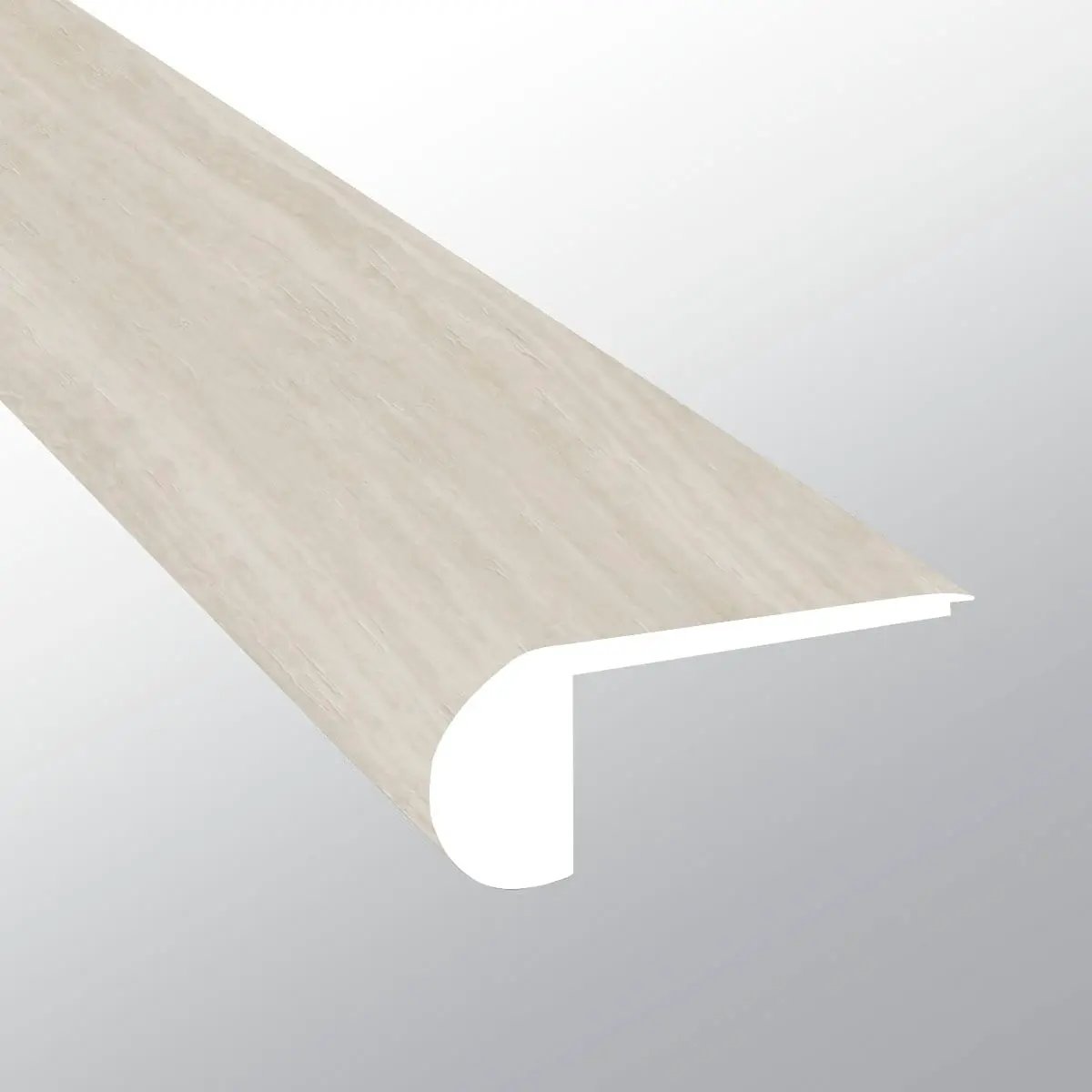 Trecento White Ocean Semi Gloss Flush Stair Nose Lvt Moldings 2.75x0.75 close up