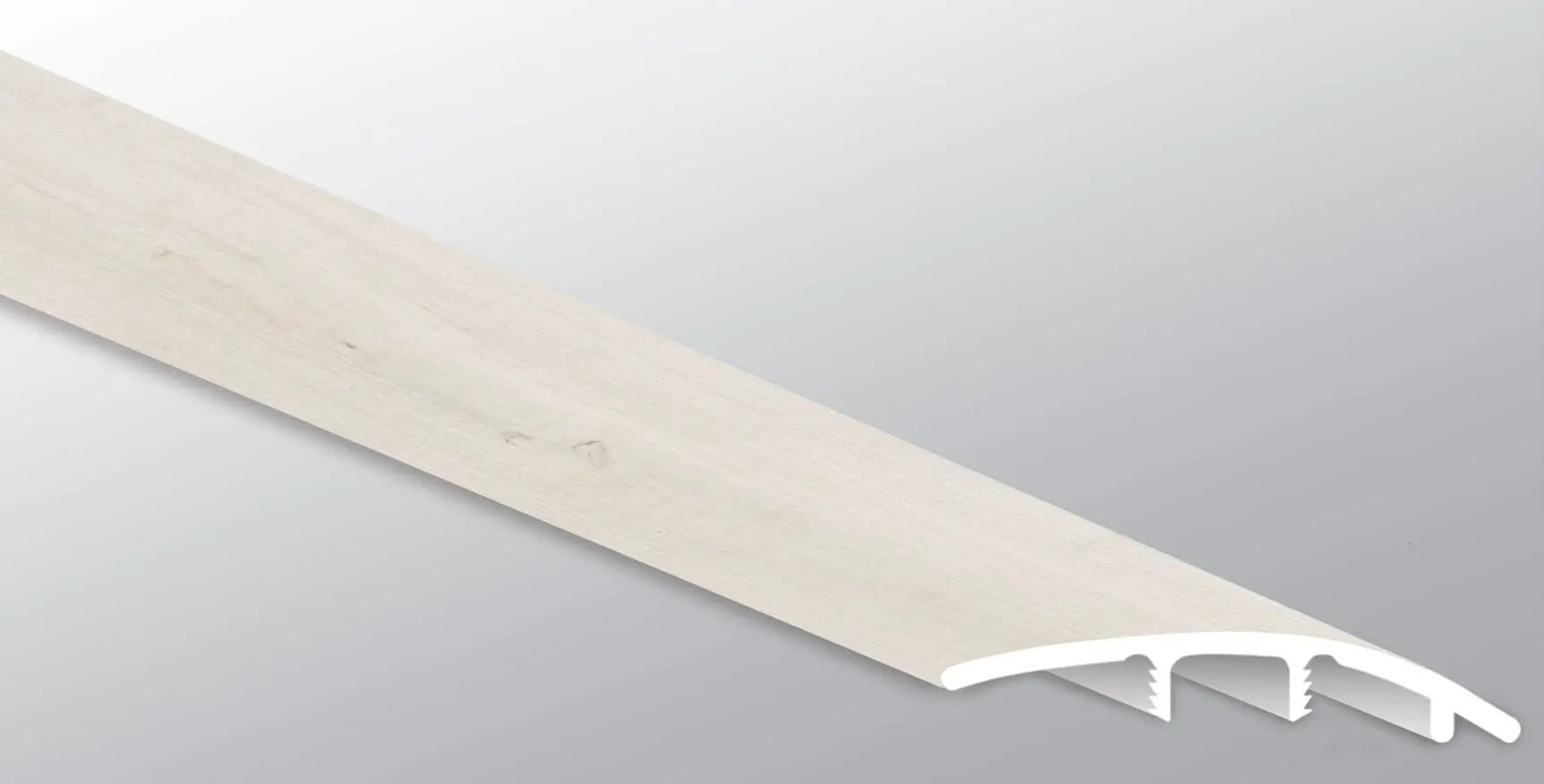 Andover Whitby White Semi Gloss Stair Riser Wood Look Lvt Moldings 1.77x0.345 close up