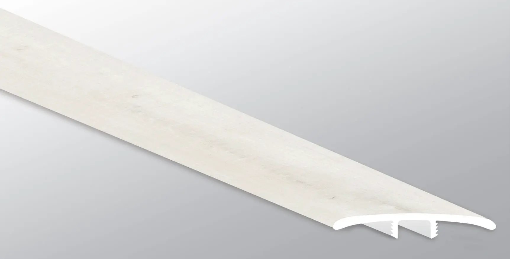 Andover Whitby White Semi Gloss T Molding Wood Look Lvt Moldings 1.77x0.28 close up