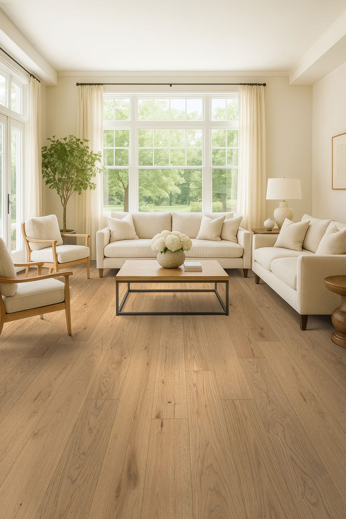Ladson Adriel Oak Matte Wood Look Planks 7.5x75 in a finished room