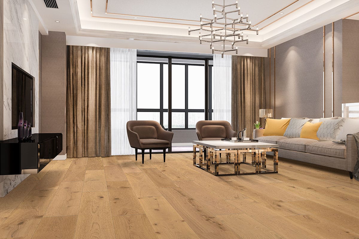 Ladson Bramlett Matte Wood Look Planks 7.5x75 in a finished room