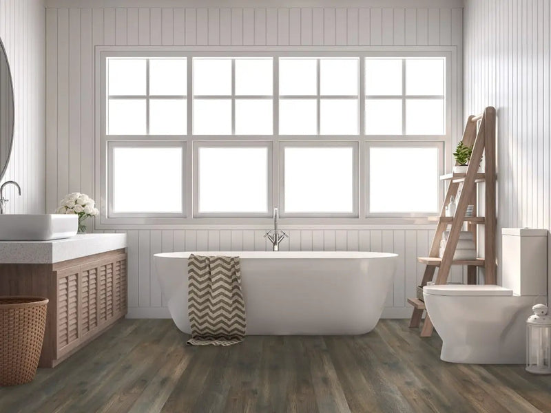 Woodhills Brook Timber Hickory Wood Semi Gloss Look Moldings 12x1.25 in a finished room