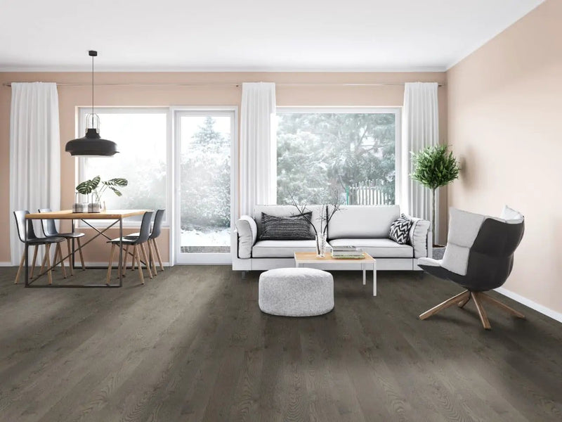 Woodhills Dorn Oak Wood Matte Look Planks 6.5x48 in a finished room
