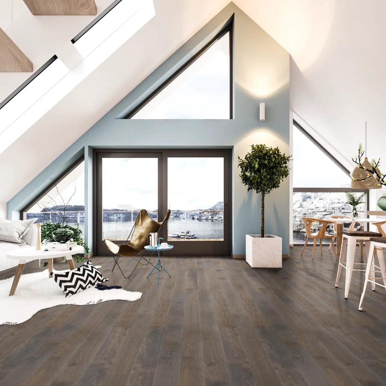 Woodhills Estate Oak Wood Matte Look Planks 6.5x48 in a finished room