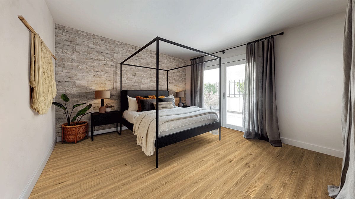 Ladson Kentsea Oak Matte Wood Look Planks 7.5x75 in a finished room