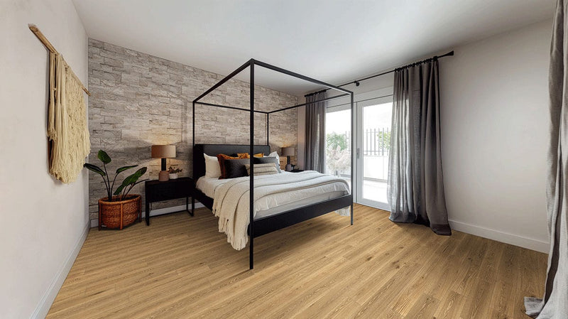 Ladson Kentsea Oak Matte Wood Look Planks 7.5x75 in a finished room
