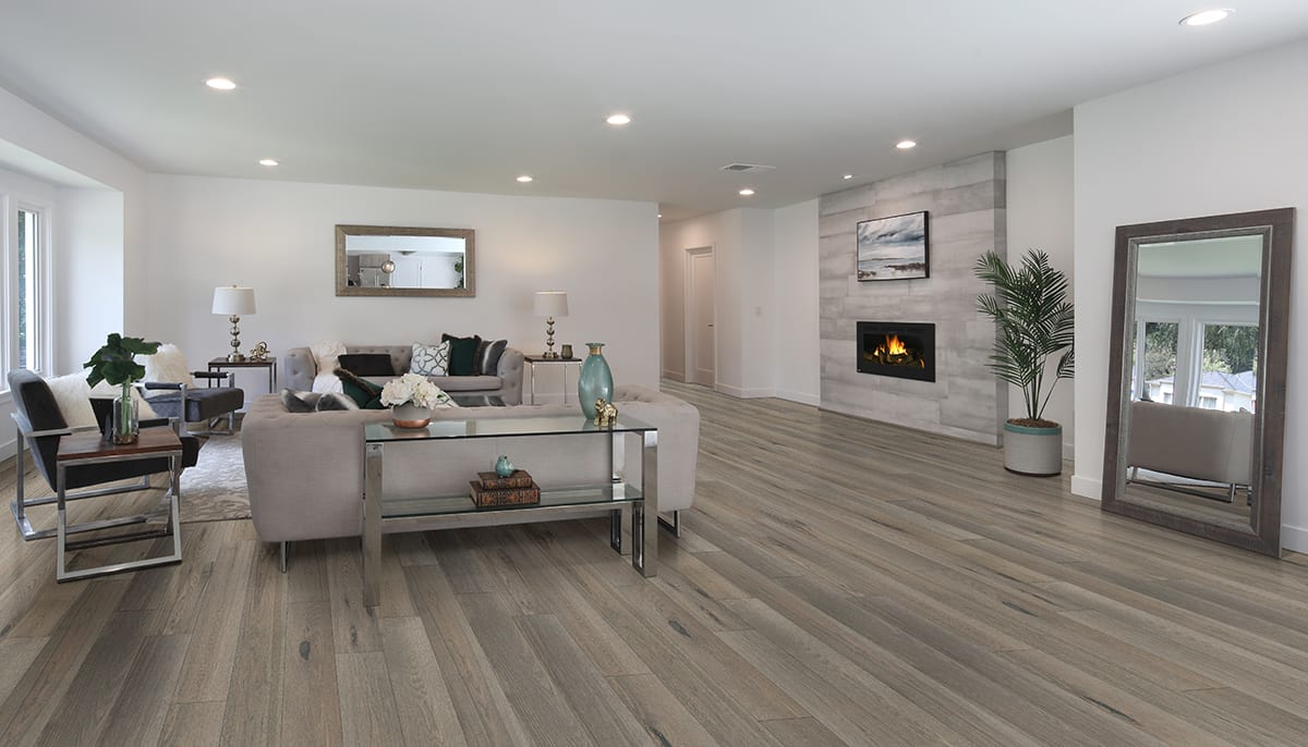 Ladson Milledge Matte Wood Look Planks 7.5x75 in a finished room