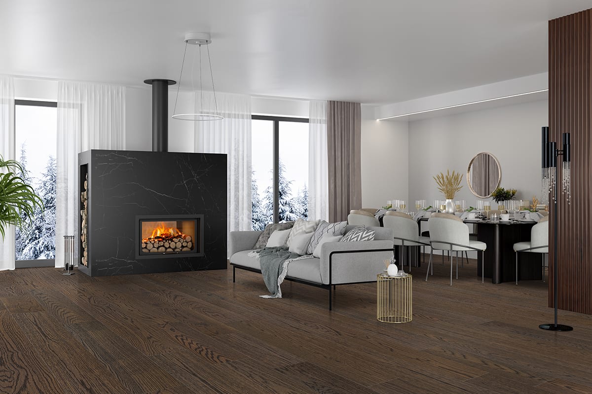 Ladson Thornburg Matte Wood Look Planks 7.5x75 in a finished room