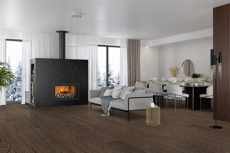 Ladson Thornburg Matte Wood Look Planks 7.5x75 in a finished room