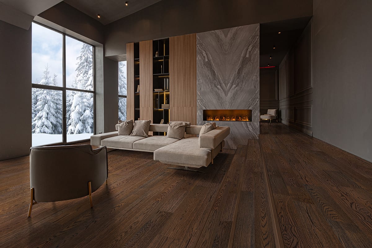 Ladson Thornburg Matte Wood Look Planks 7.5x75 in a finished room