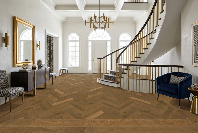 Mccarran Wayland Matte Wood Look Planks 9.5x86 in a finished room