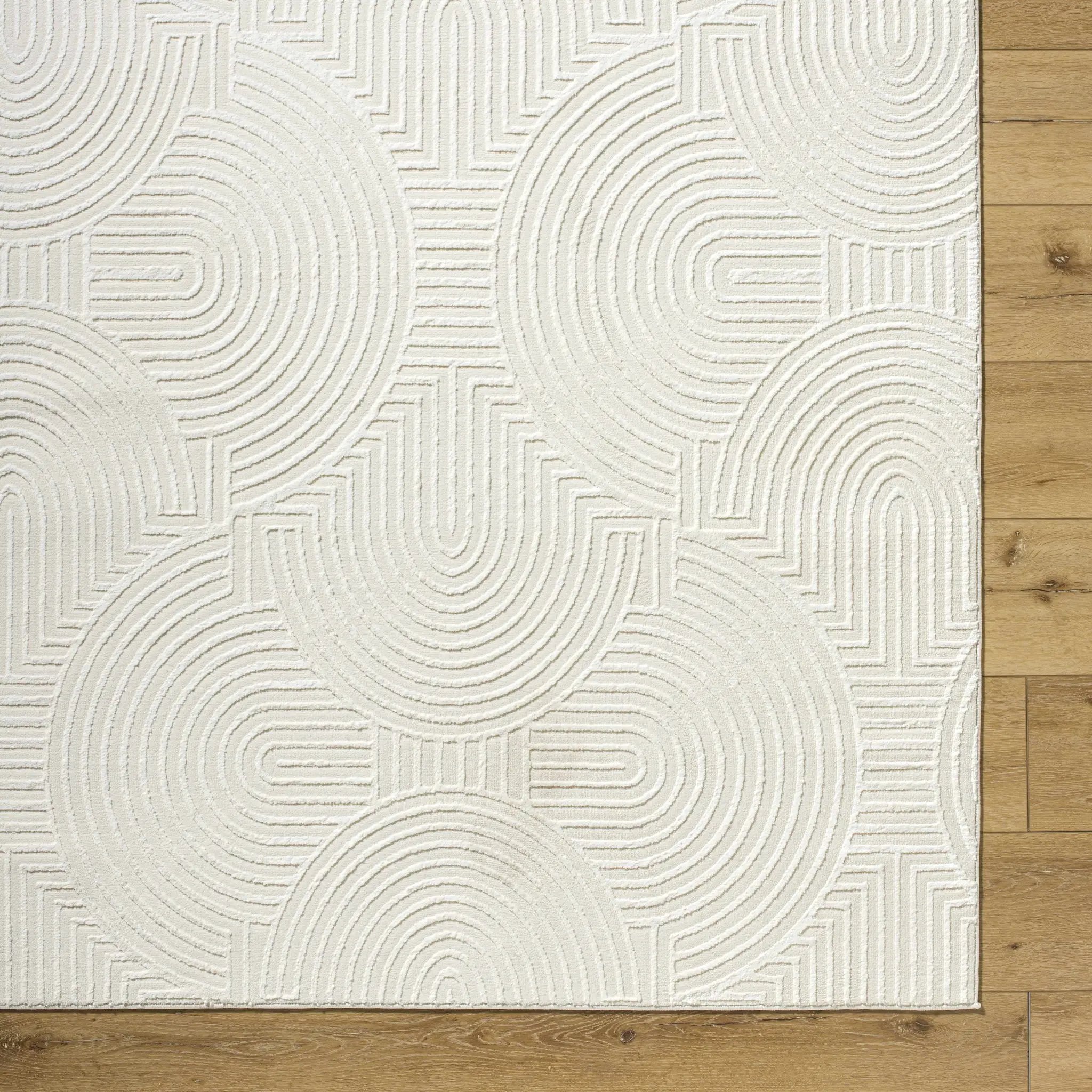 Aucoin Cream 3D Rainbow Washable Area Rug by Boutique Rugs