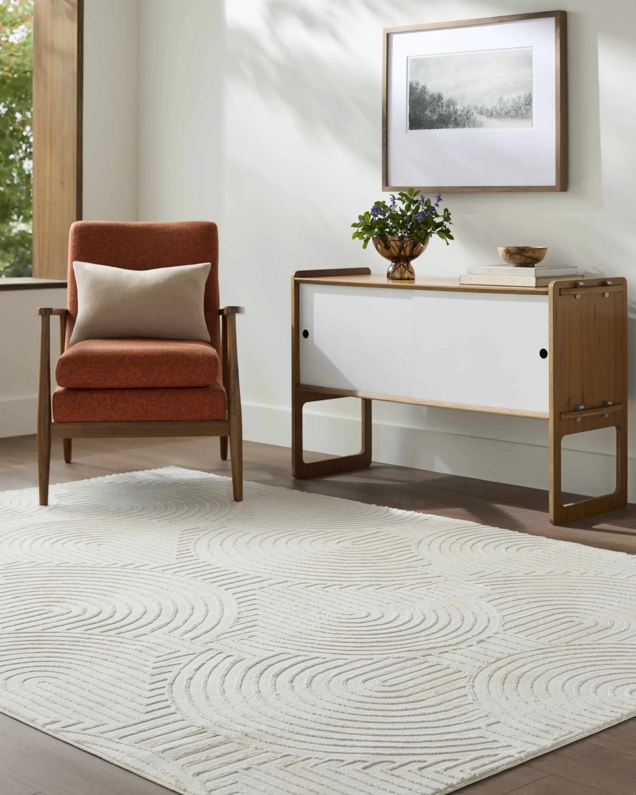 Aucoin Cream 3D Rainbow Washable Area Rug by Boutique Rugs