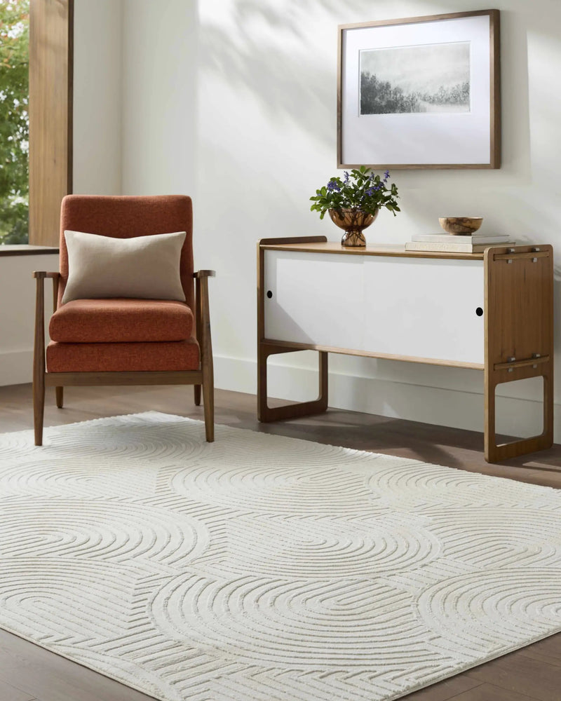 Aucoin Cream 3D Rainbow Washable Area Rug by Boutique Rugs