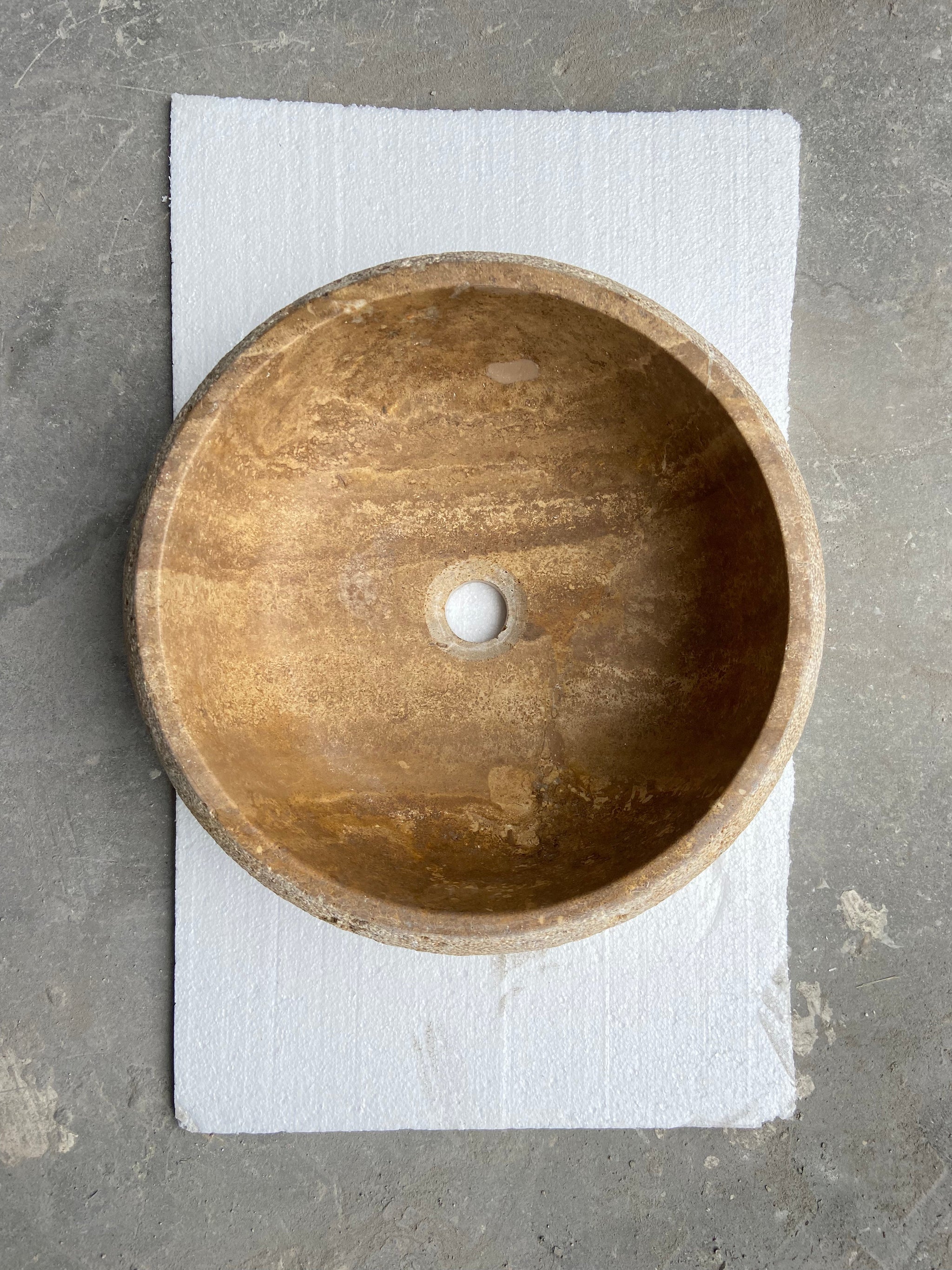 Valencia Travertine Vessel Bathroom Sink Honed Inside and Sand-Blasted Outside (D)16" (H)6" by GobekDesign