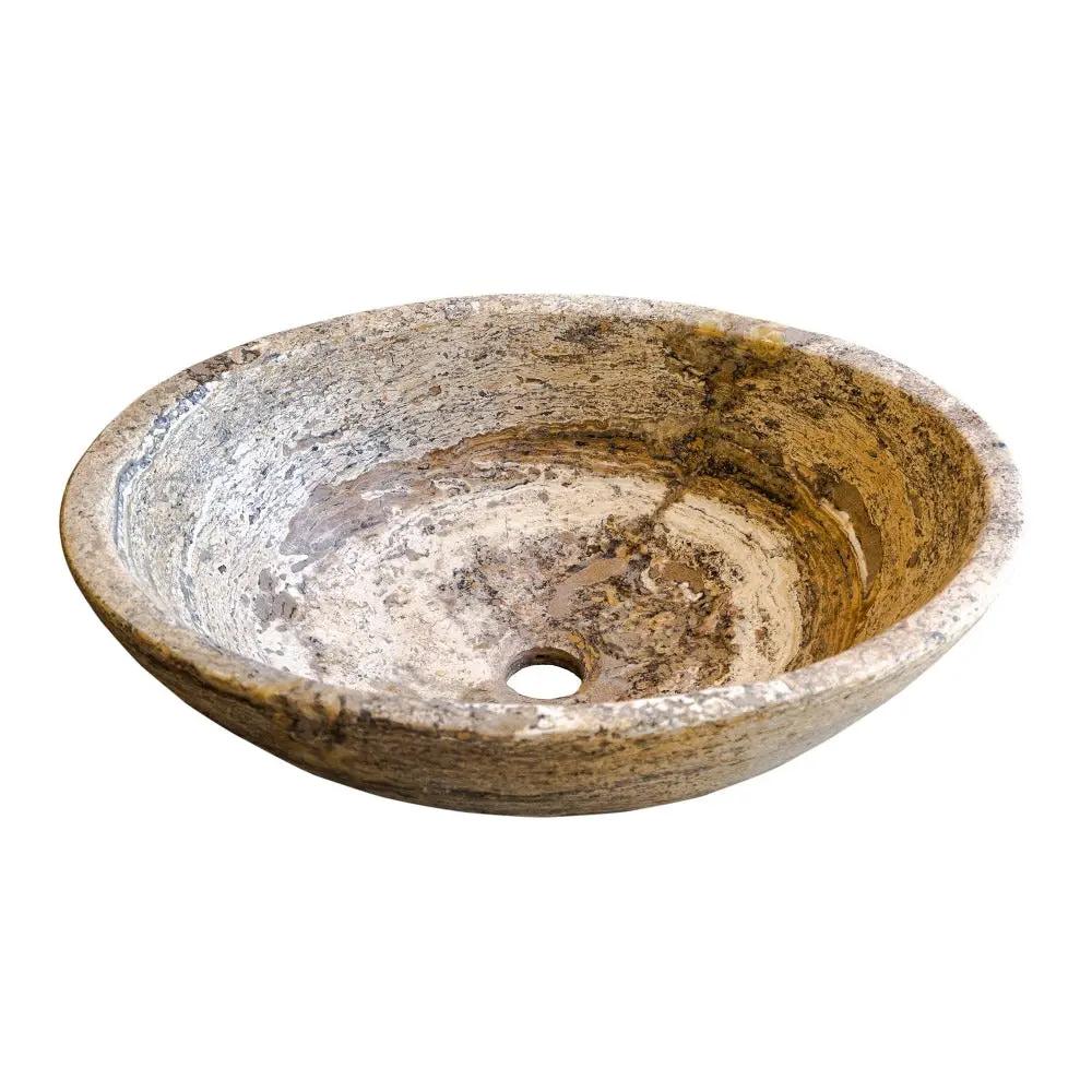 Travertine Natural Stone Oval Vessel Sink 16x21 Above Counter by GobekDesign