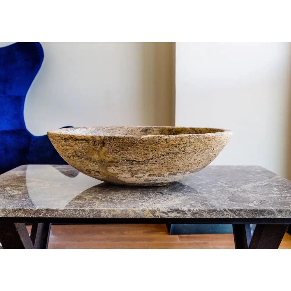 Travertine Natural Stone Oval Vessel Sink 16x21 Above Counter by GobekDesign