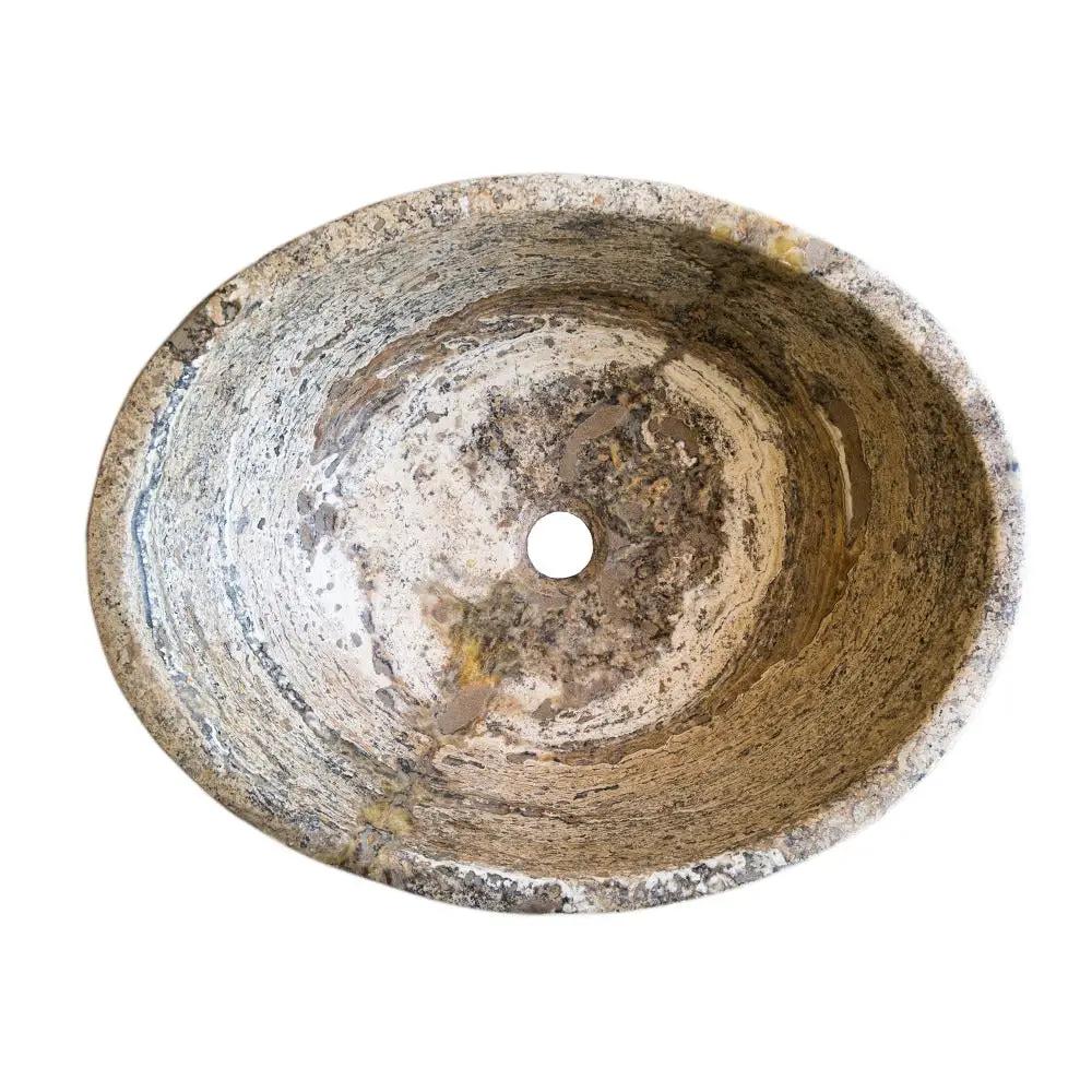 Travertine Natural Stone Oval Vessel Sink 16x21 Above Counter by GobekDesign